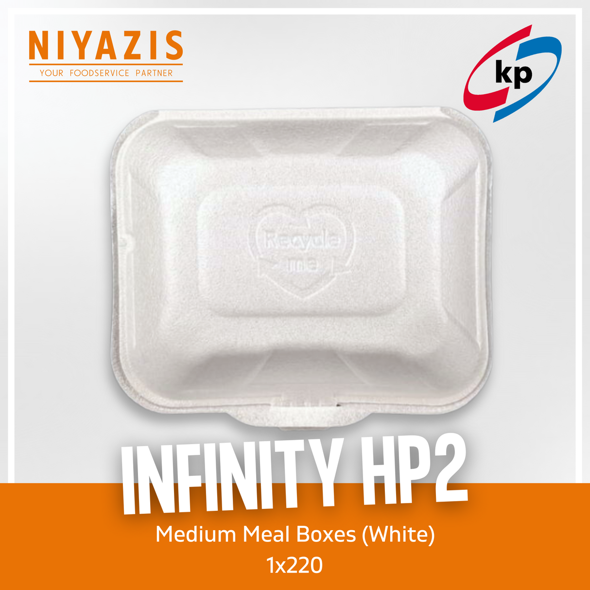 HP2 Infinity Medium Meal Boxes (White) (184x156x74mm) 1x220
