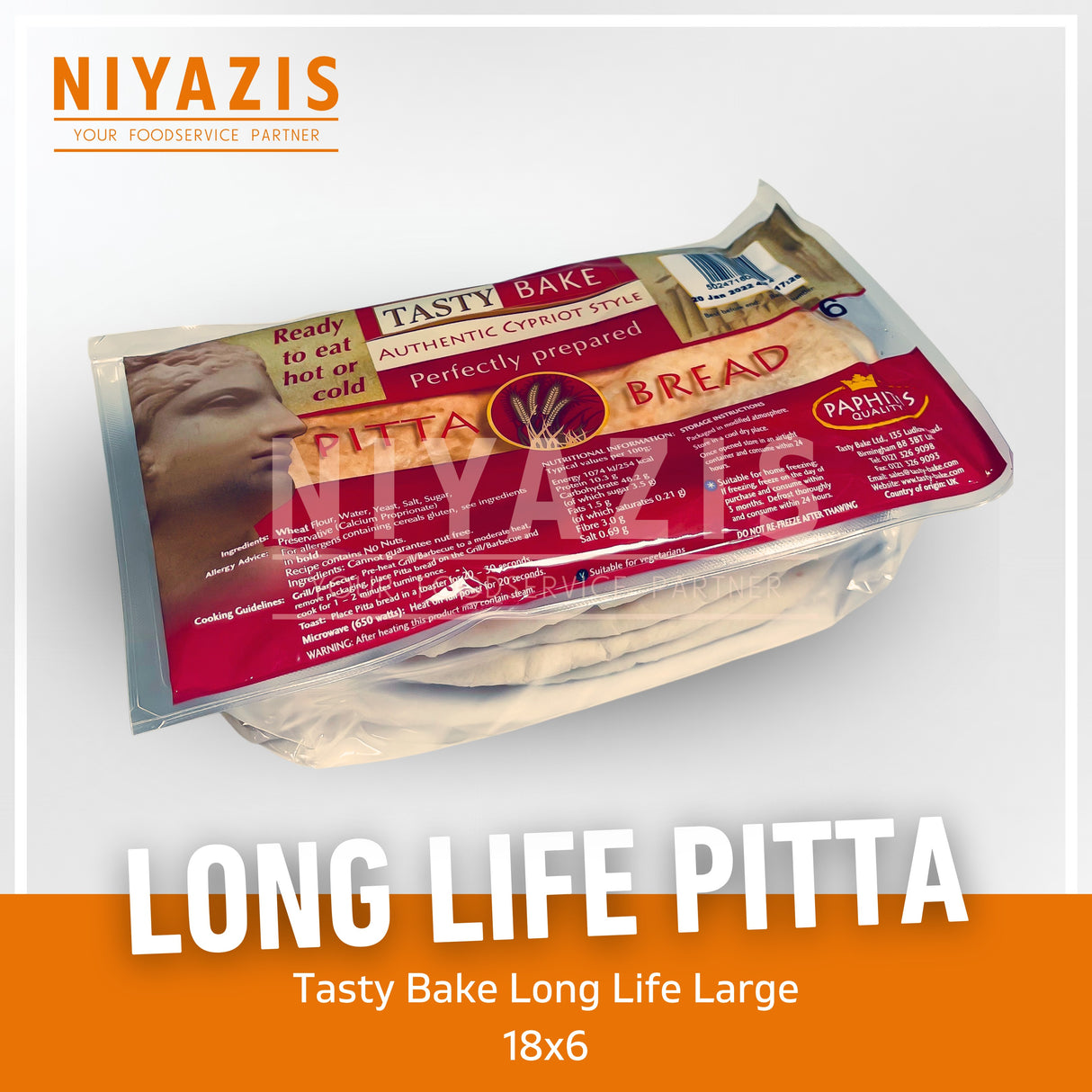 Tasty Bake Large Long Life Pitta 18x6