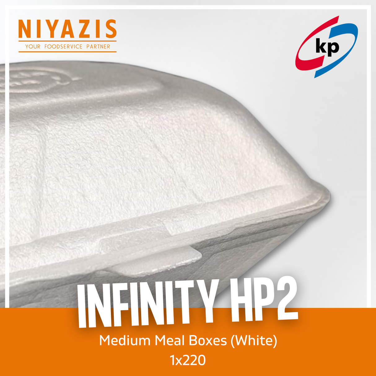 HP2 Infinity Medium Meal Boxes (White) (184x156x74mm) 1x220