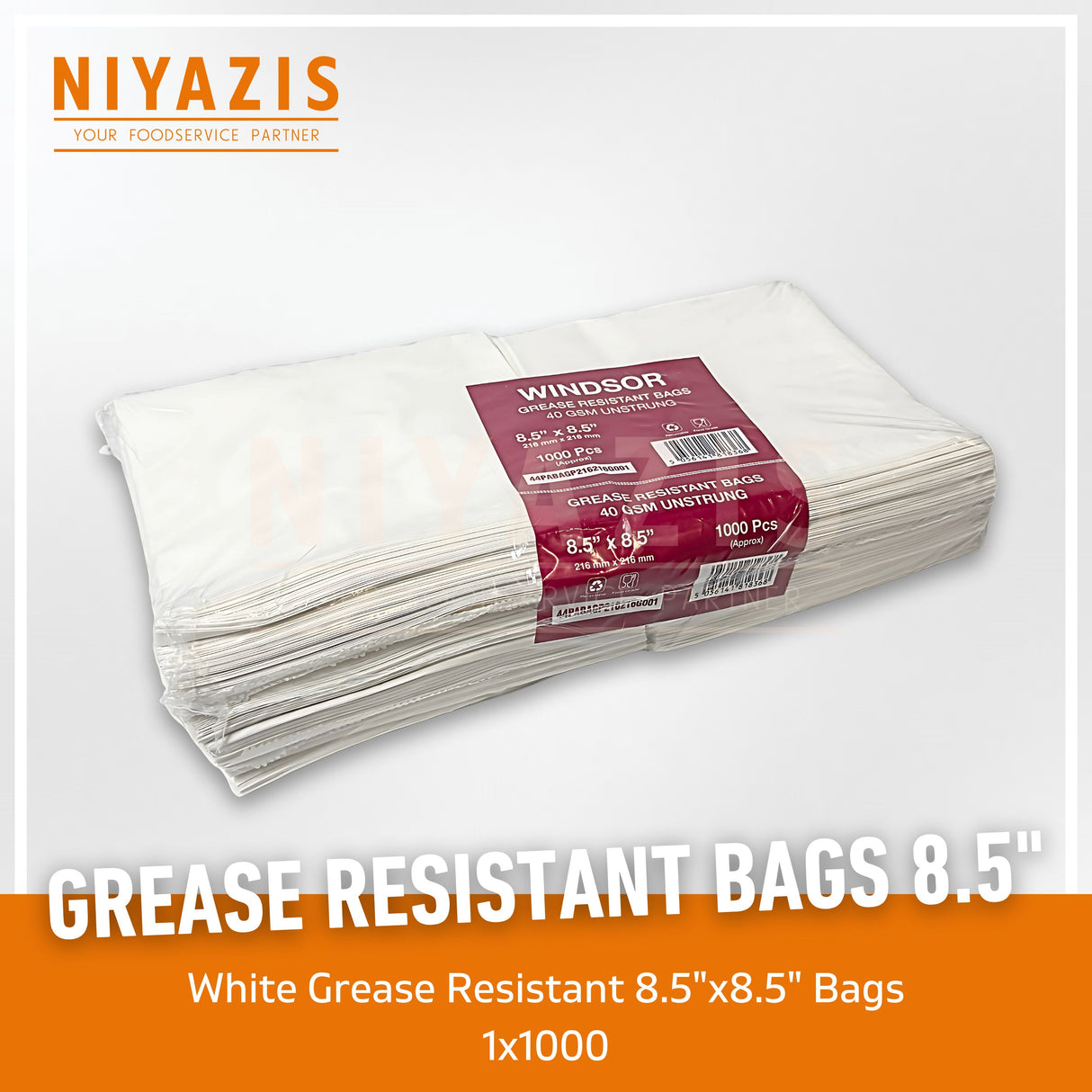 Grease Resistant Paper Bags 8.5x8.5” x1000