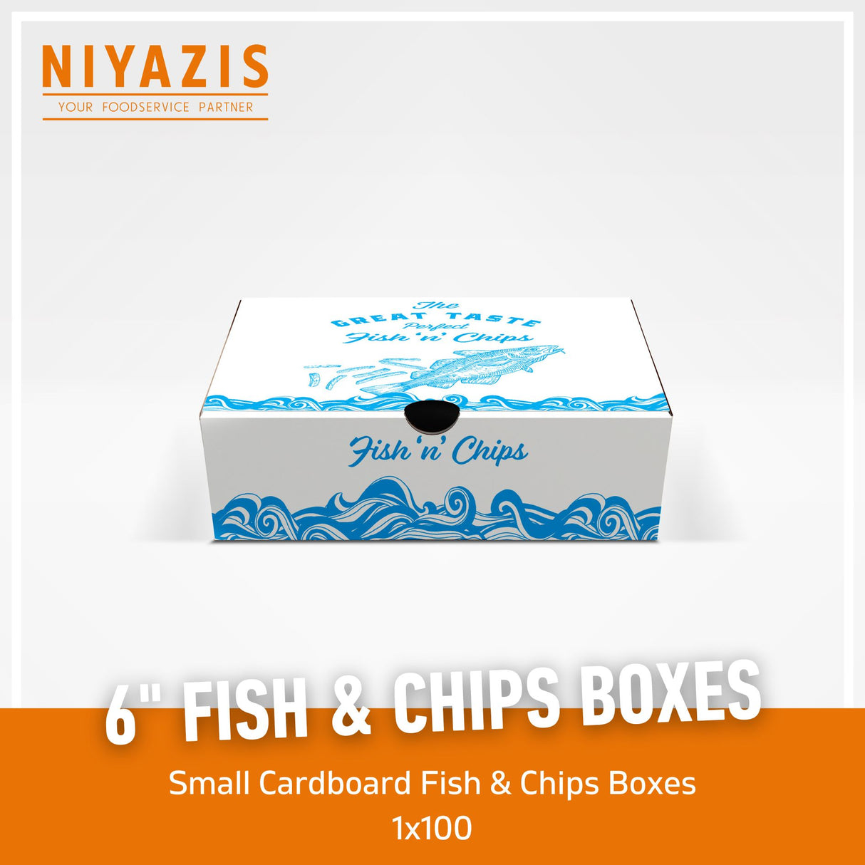 6" Printed Great Taste Fish & Chips Boxes 1X100