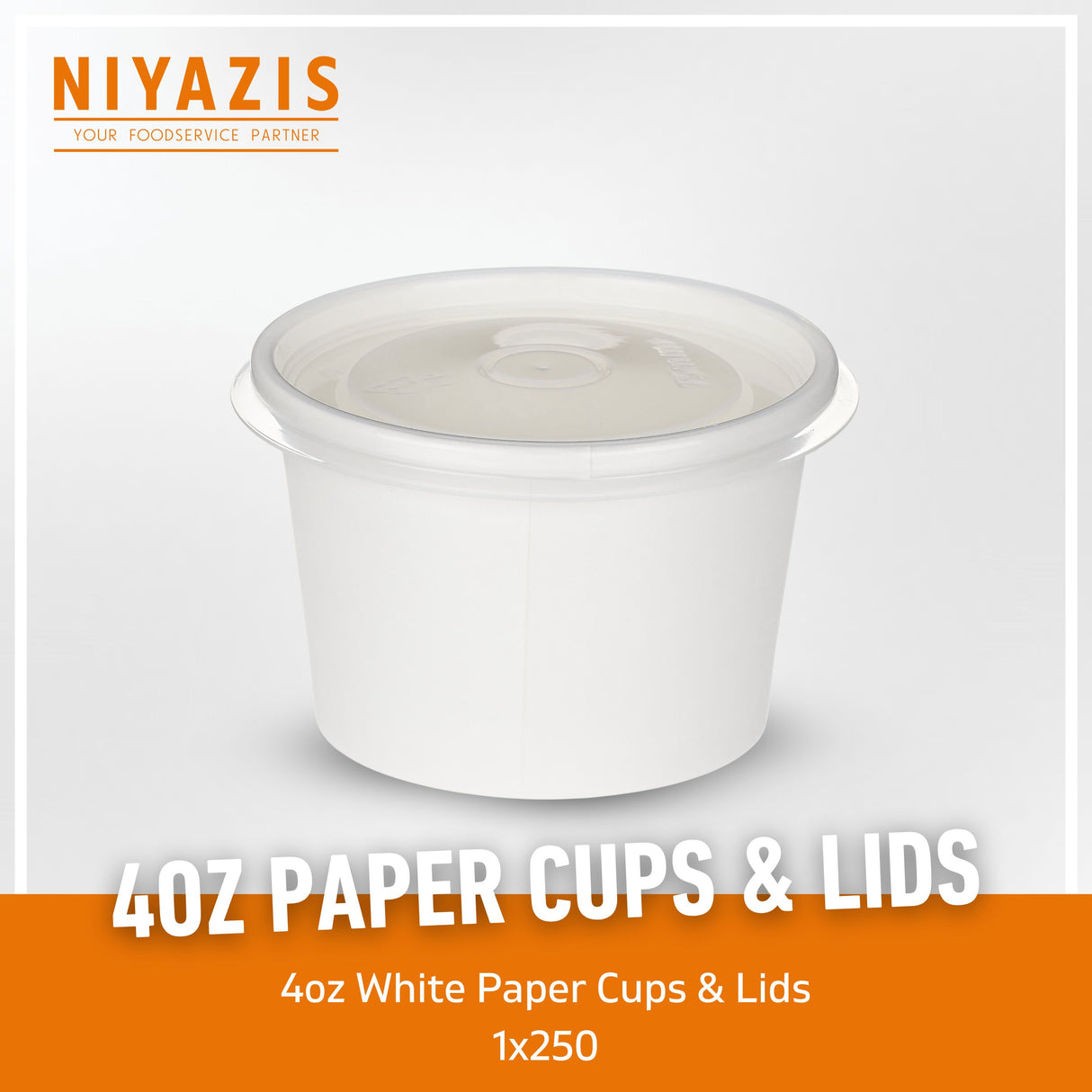 WHITE 4OZ PAPER PORTION POTS & LIDS 1x250