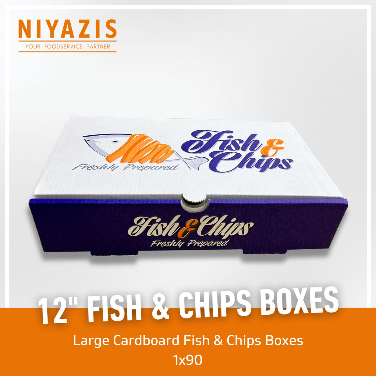 12" Cardboard Fish & Chips Boxes 1X90