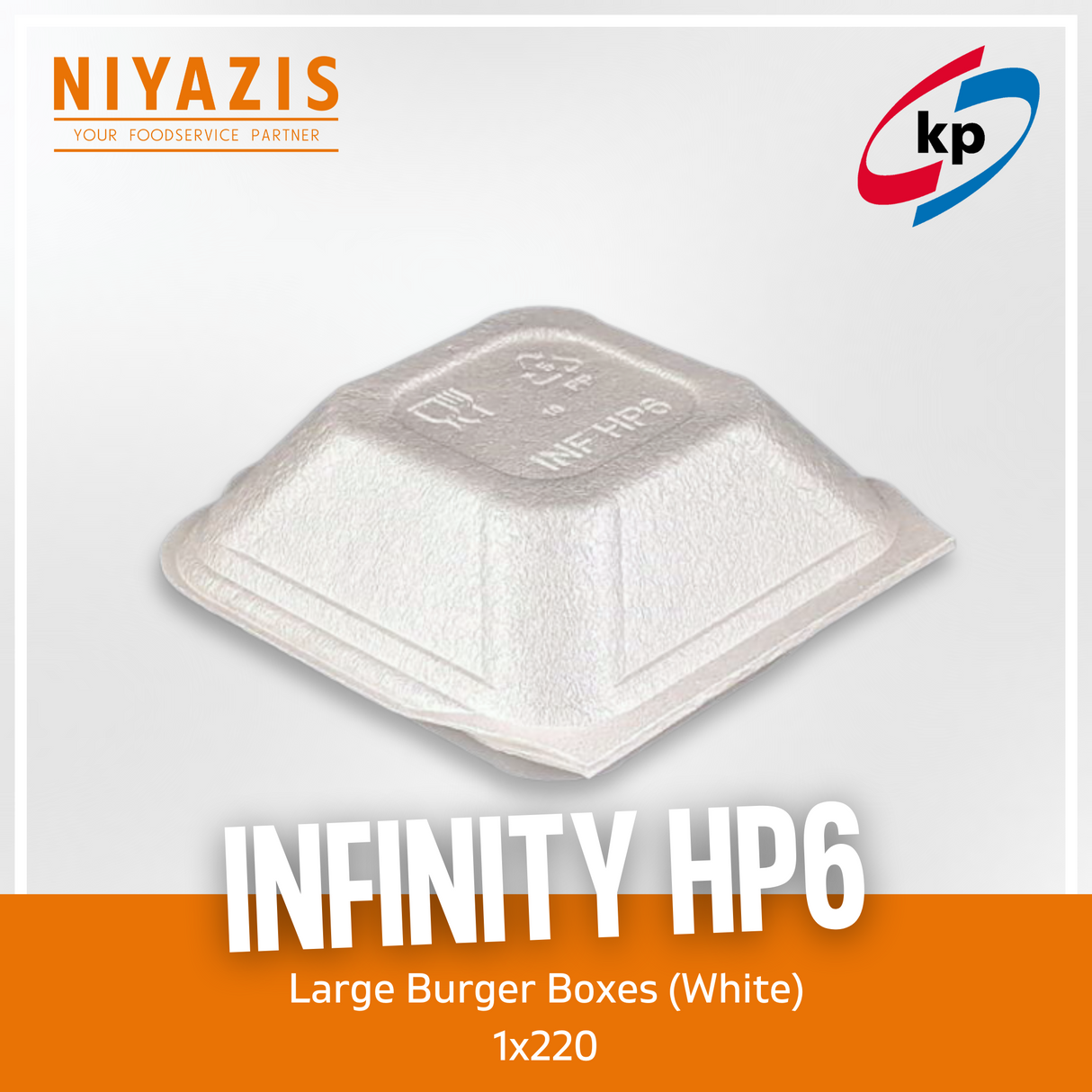 HP6 Infinity Large Burger Boxes (White) (145x158x72mm) 1x220