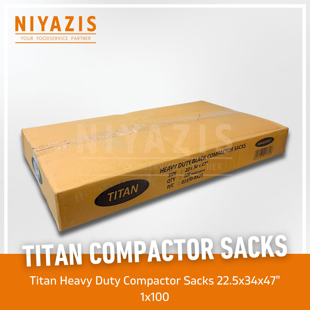 TITAN BLACK COMPACTOR SACKS (22.5X34X47") 1X100