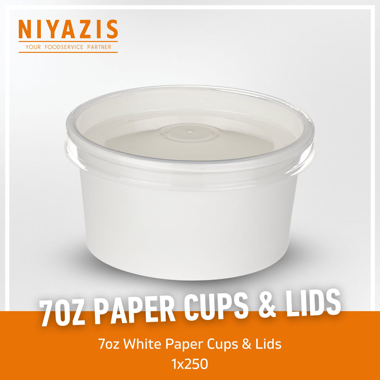 WHITE 7OZ PAPER PORTION POTS & LIDS 1x250