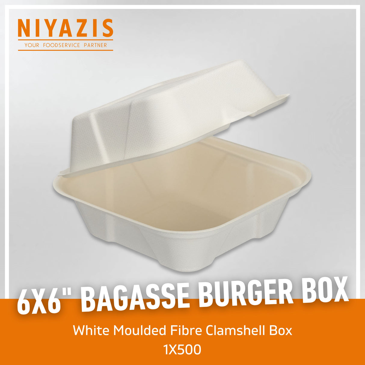 6" Bagasse Burger Box - 1x500