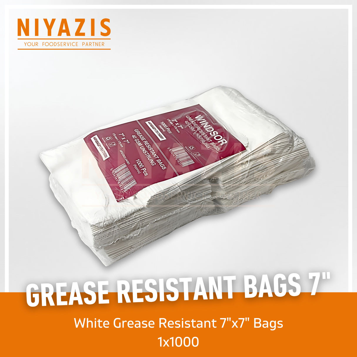 Grease Resistant Paper Bags 7x7” x1000