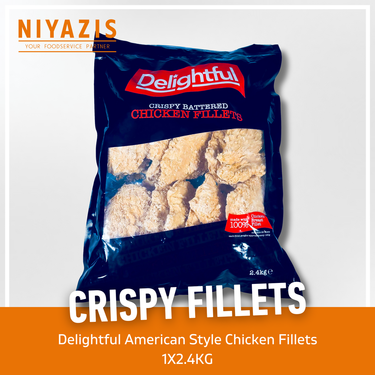 Delightful Crispy Coated Chicken Fillet Burgers 2.4Kg