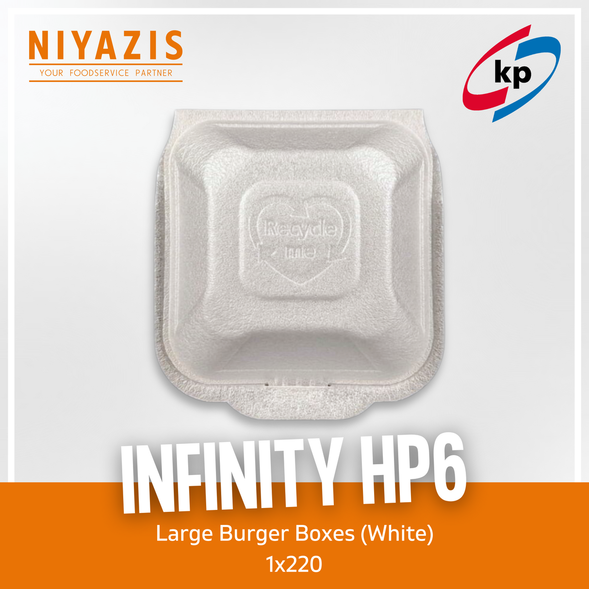 HP6 Infinity Large Burger Boxes (White) (145x158x72mm) 1x220