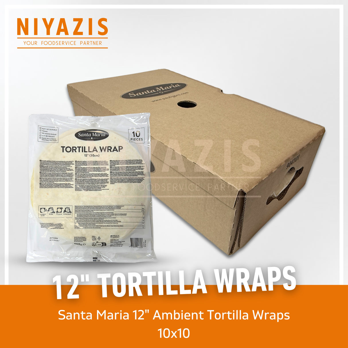 12” SANTA MARIA AMBIENT TORTILLA WRAPS 10X10