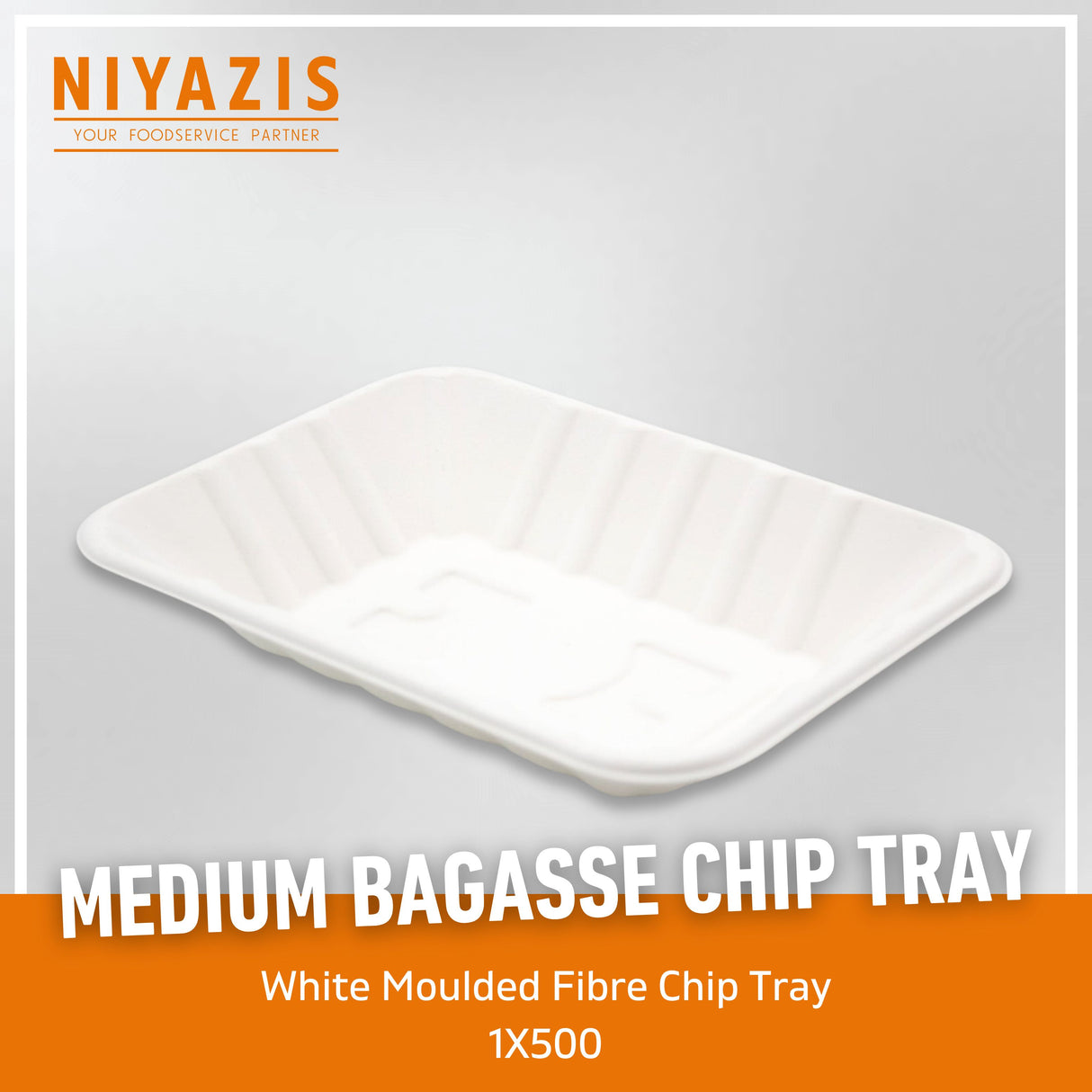 Medium Bagasse Chip Tray (177x133x30mm) - 1x500