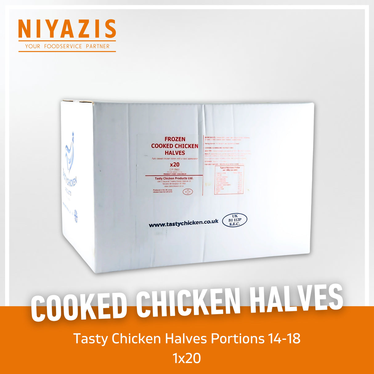 Tasty Chicken Cooked Halves Portions 20x14-16oz