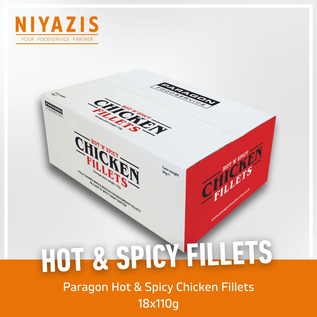 Paragon Halal Hot & Spicy Crispy Coated Chicken Fillet Burgers 18x110g