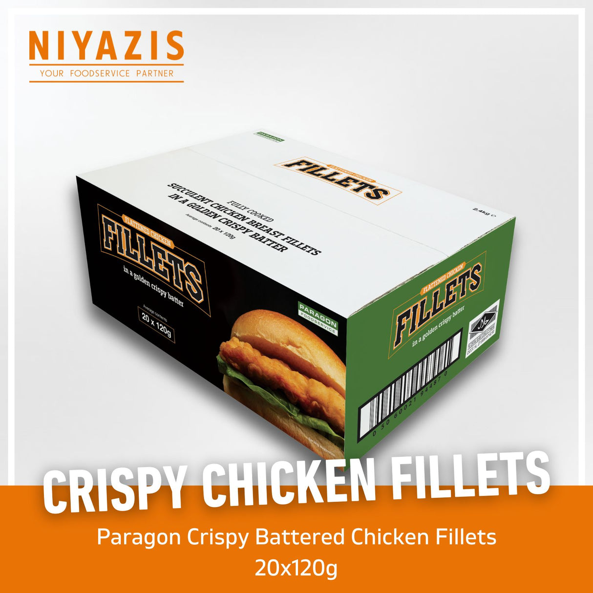 Paragon Halal American Style Crispy Coated Chicken Fillet Burgers 10x120g