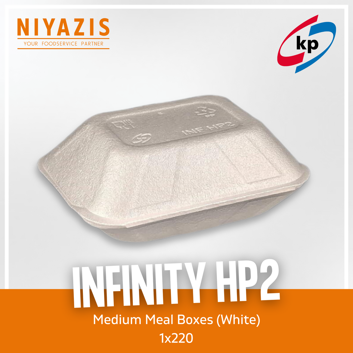 HP2 Infinity Medium Meal Boxes (White) (184x156x74mm) 1x220