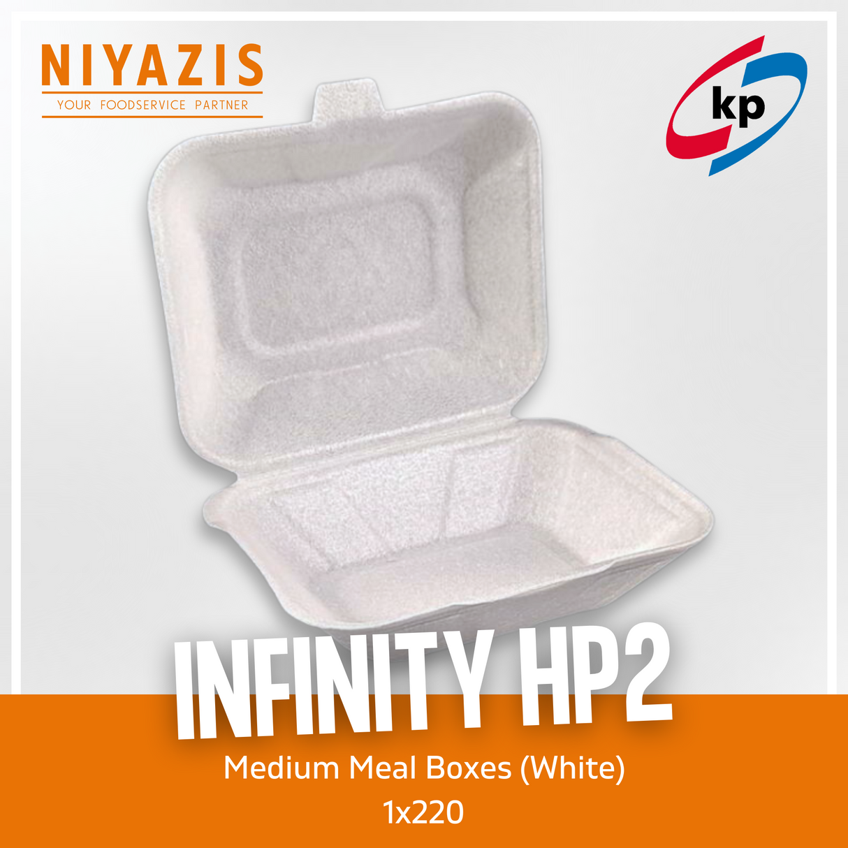 HP2 Infinity Medium Meal Boxes (White) (184x156x74mm) 1x220