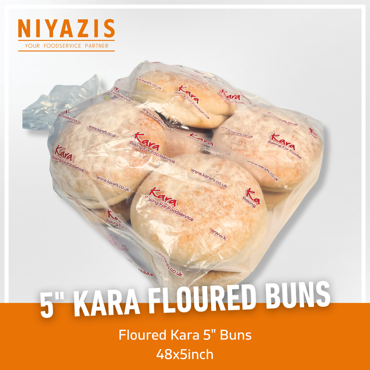 Kara 5" Floured Burger Buns