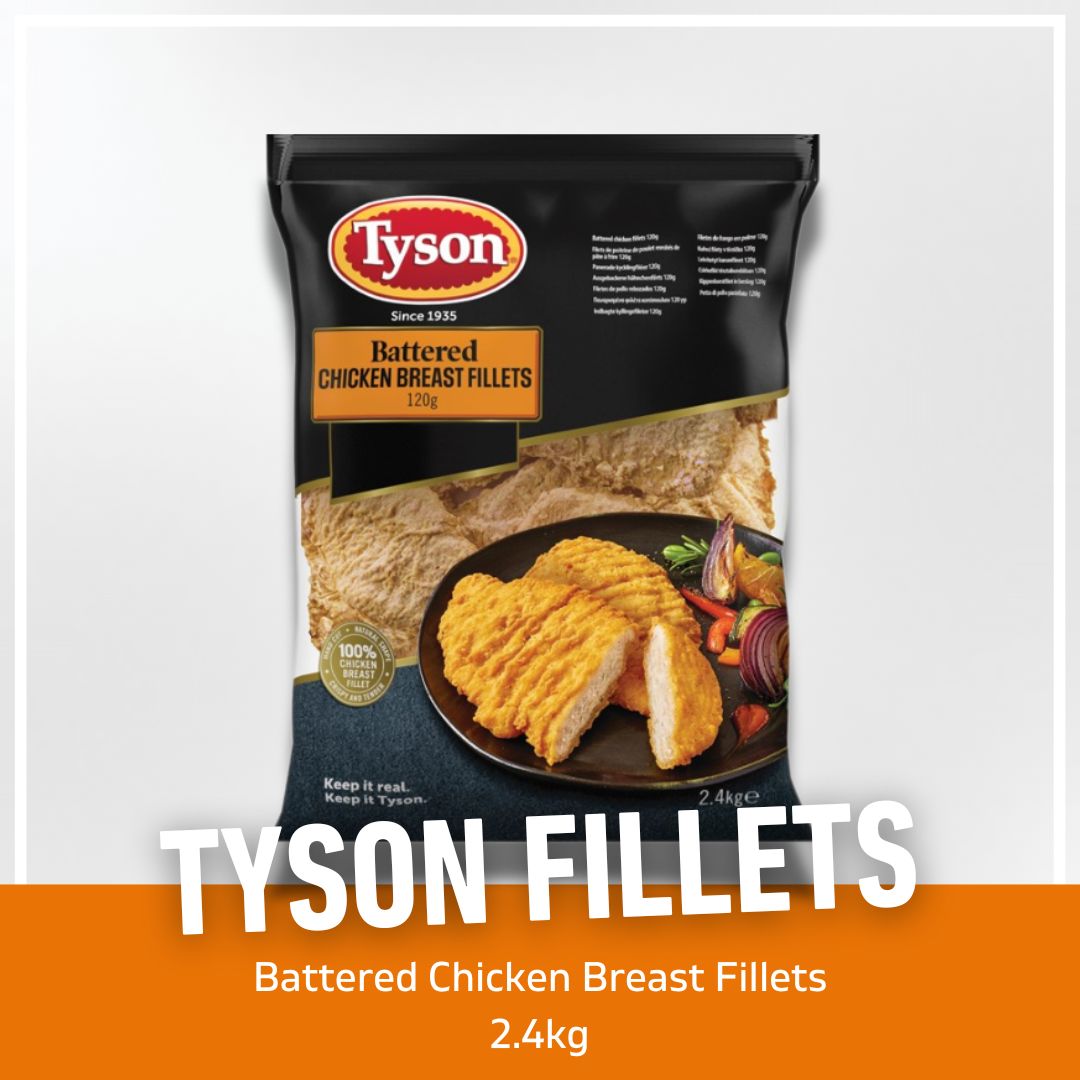 Tyson Battered Chicken Breast Fillet Burgers 2.4Kg