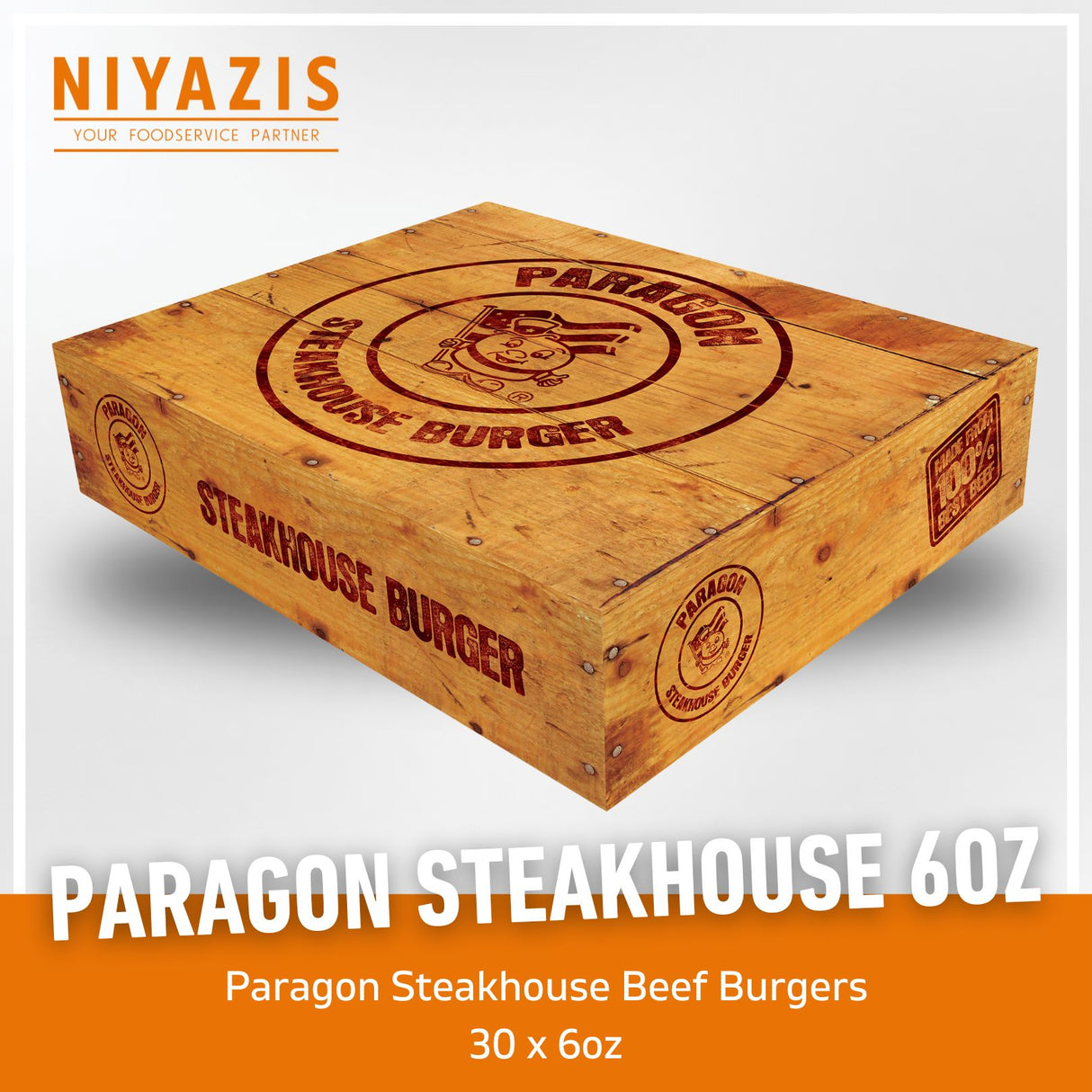 Paragon Premium Steakhouse Halal Beef Burger 30X6oz