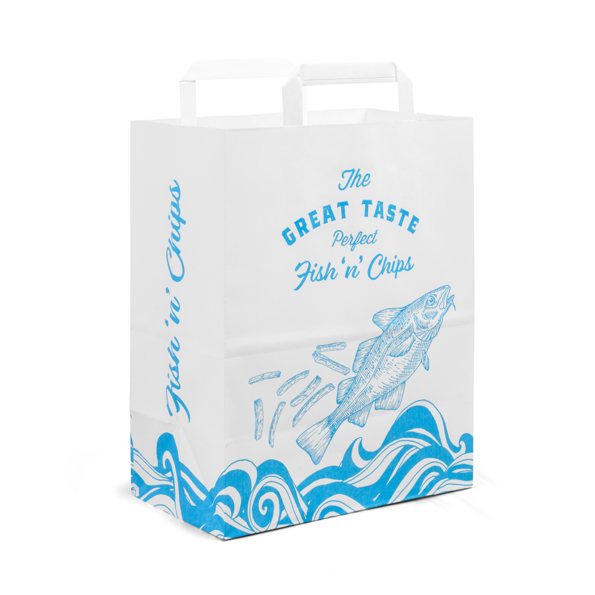 Medium Printed The Great Taste Fish & Chips Handle SOS Bags 1x250